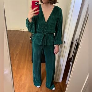 Zara Green Pleated Set